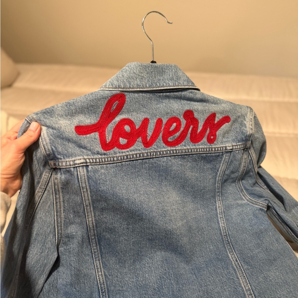 Denim Jacket with Red Embroidery